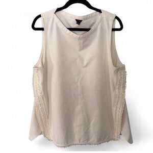 Ann Taylor Cream Tank Top with Fringe Detail